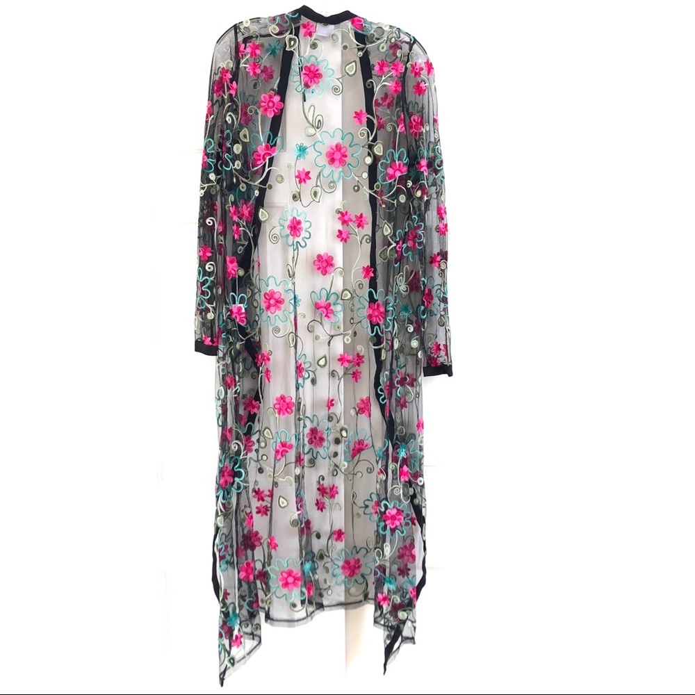 Floral Embroidered Kimono Duster Long Maxi 🌸